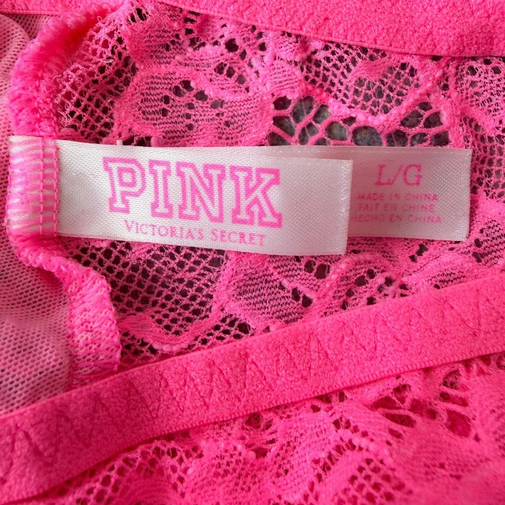 Victoria's Secret Pink Lace Longline Bralette Large Y2K Coquette Festival - Picture 4 of 5